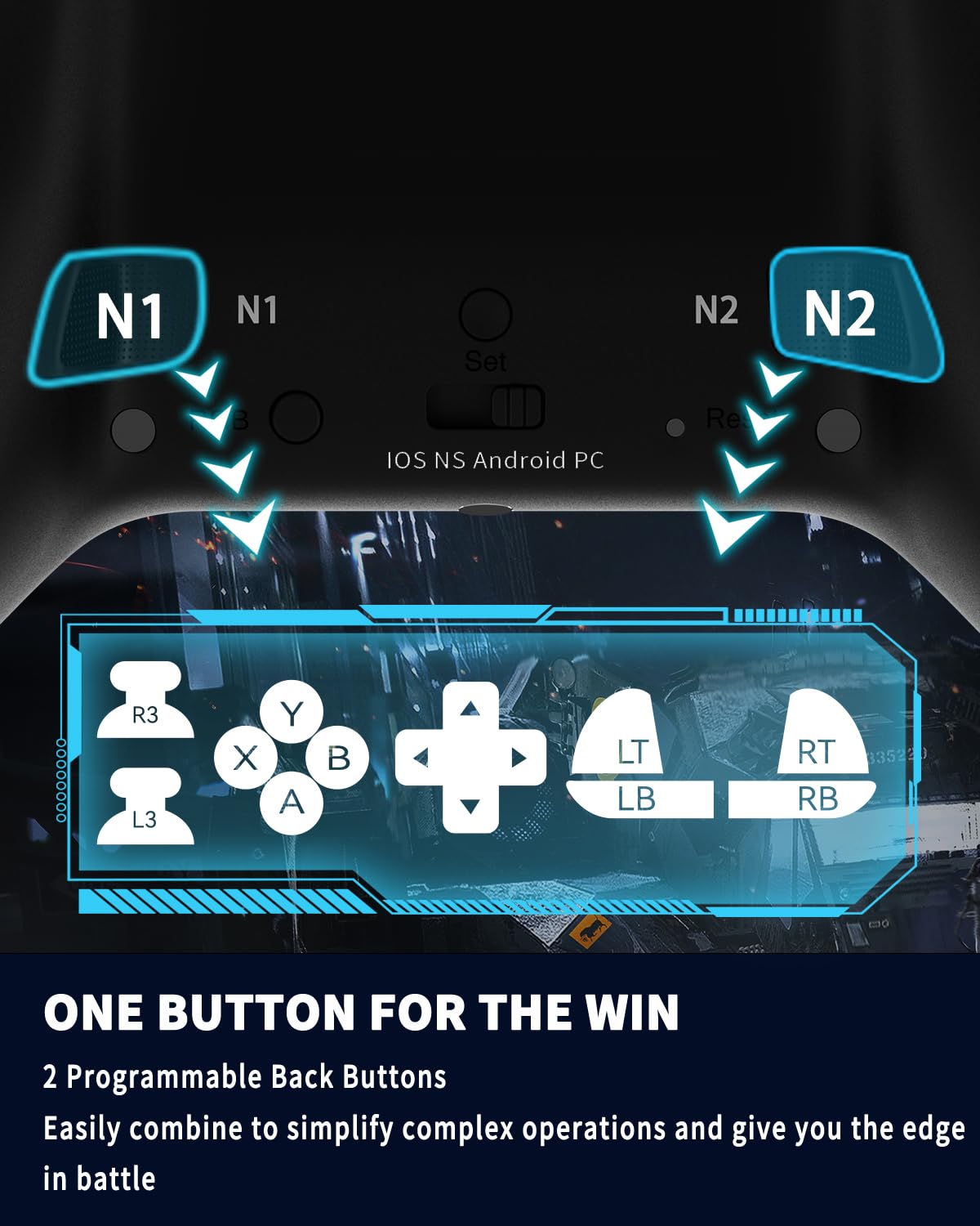 Mobile  Controller for iOS//Android/Cell Phone//Laptop, Gaming Gamepad with Phone Clip for Gamers, Hall Effect Triggers, Wired PC Control, with RGB LED Lighting/Vibration/6-Axis Gyro/Turbo (Black)