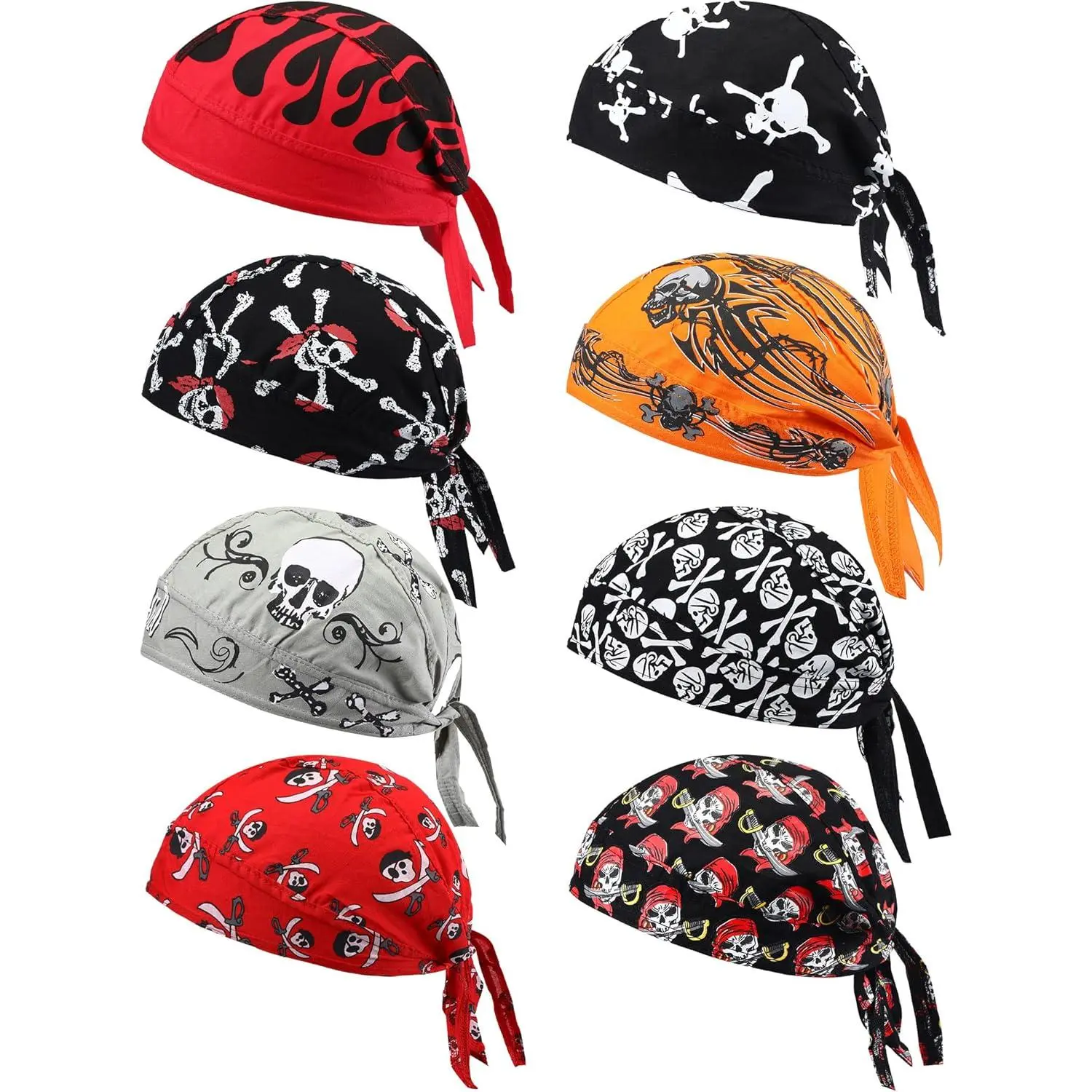 8 Pack Do Rag Skull Caps  Men Sweat Wicking Doo Rags Cooling Helmet Liner Cycling Motorcycle Bandana