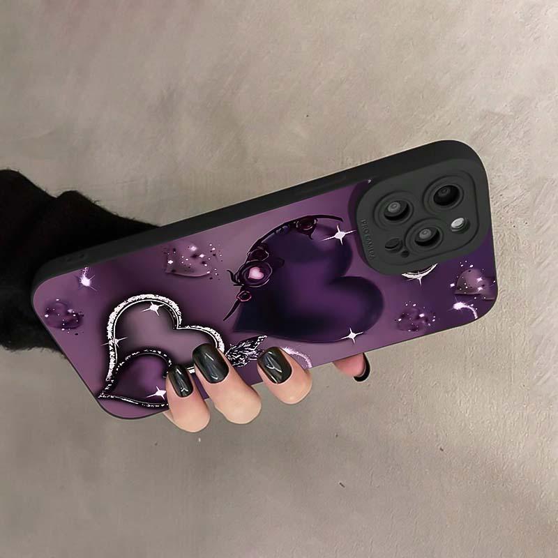 Heart Pattern Phone Case, Anti-drop Cellphone Protective Case, Total Protective Shockproof Mobile Phone Cover for iPhone 11 12 13 14 15 16 Pro Max/Pro/Plus, Phone Decoration