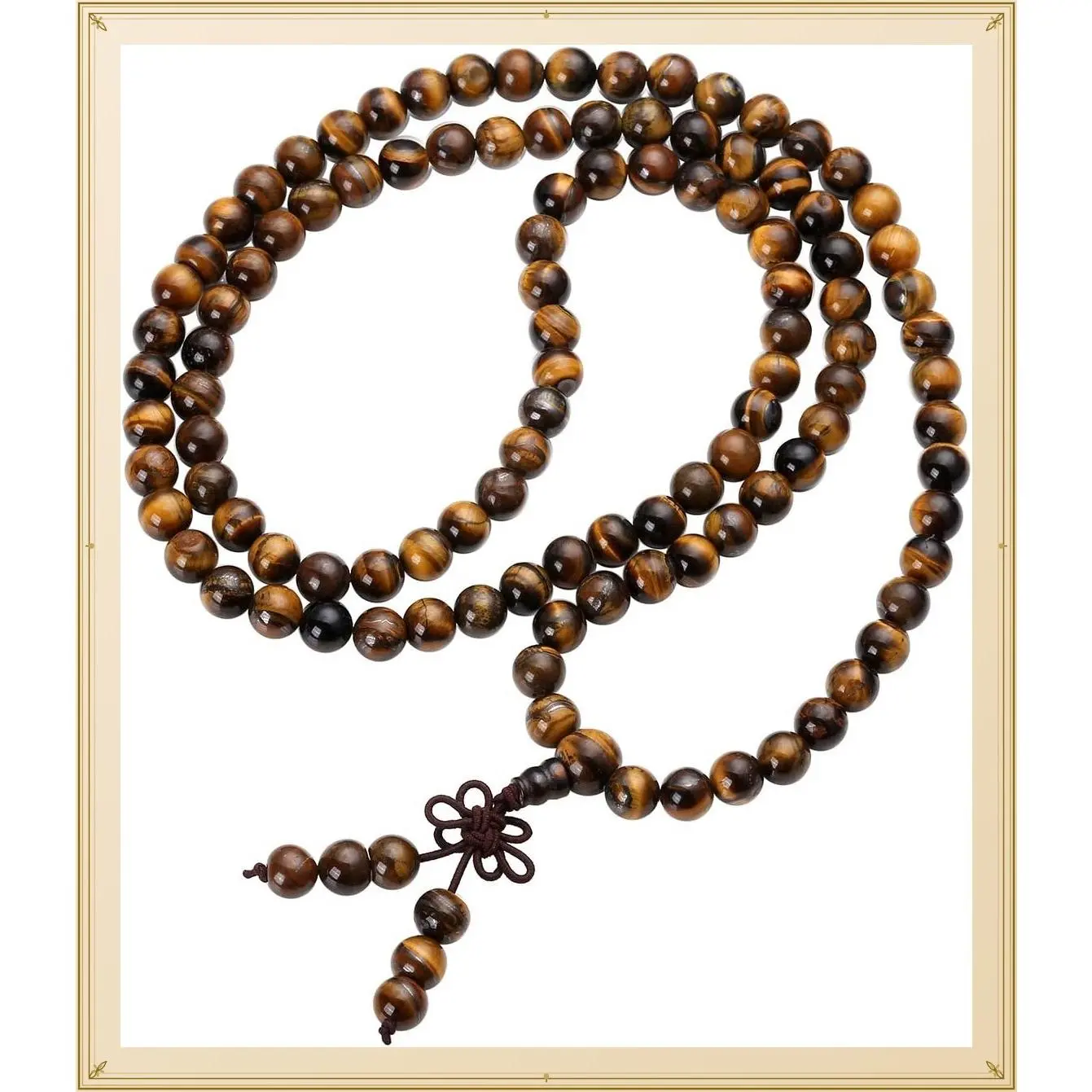 Tibetan 6mm 8mm 108 Natural Tiger Eye Gemstone Beads Prayer Mala Bracelet NecklaceGift