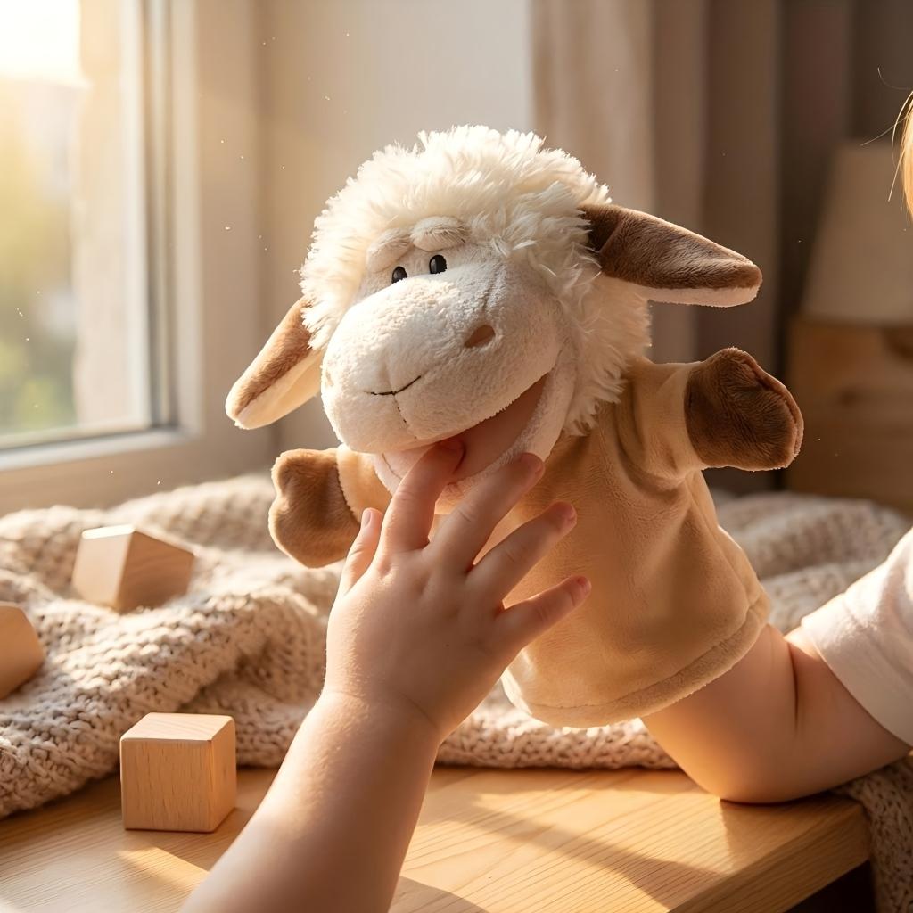 Cute Sheep Puppet Funny Ranch Animal Hand Puppets Cute Soft Stuffed Sheep Puppet Story Toy Puppets Role Play Show Game Storytelling Interactive Entertainment Playtime Fun Birthday Gifts