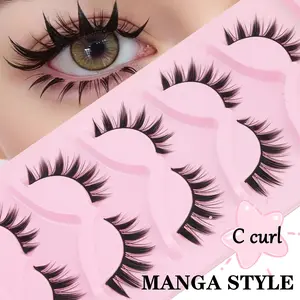 5 Pairs Natural Anime False Eyelashes, Durable Band, Big Eye Effect, Easy to Wear, Reusable, Doll Eye Style, Role Play, Party Lashes