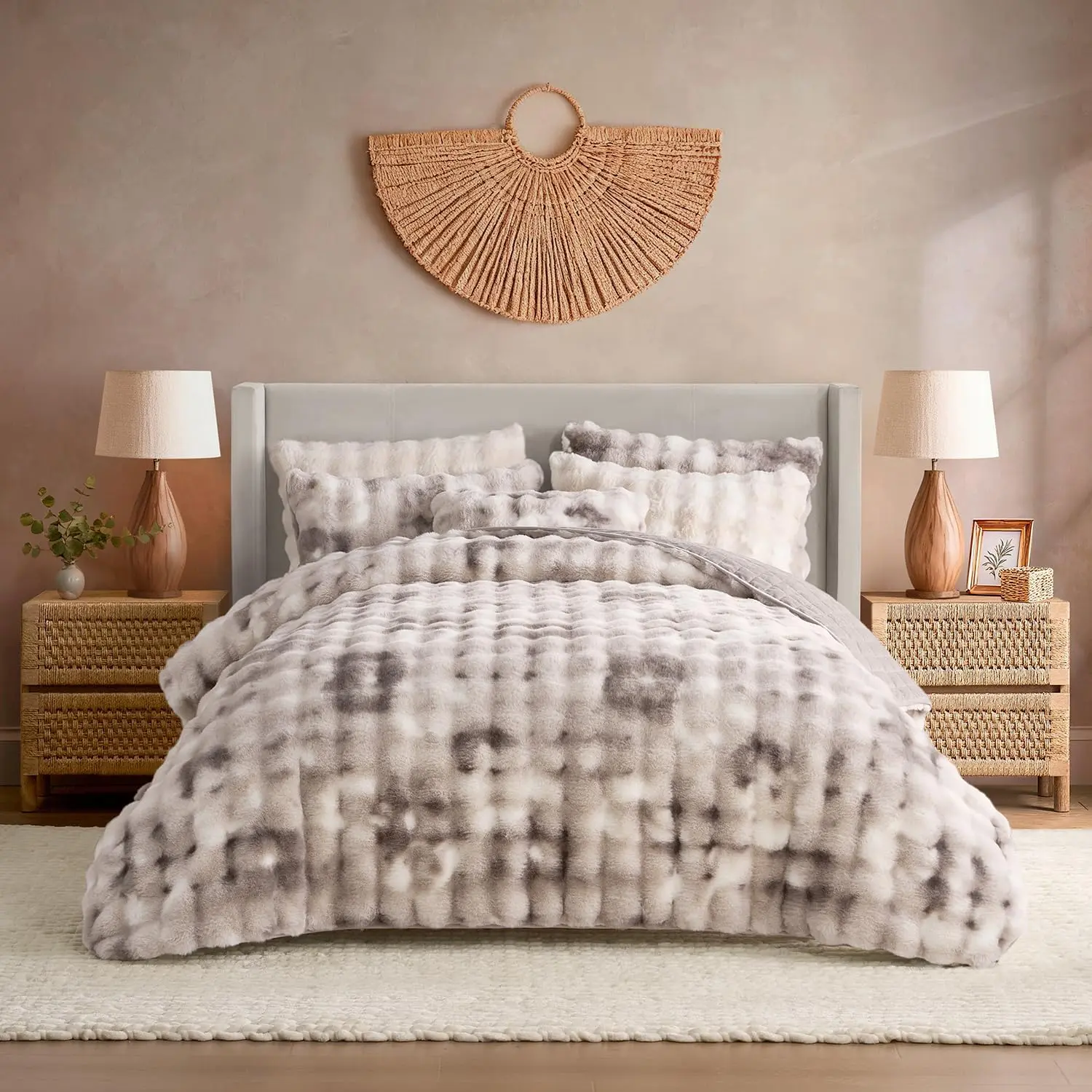 Ultra-Soft Weighted Blanket,  Bubble Cuddle Heavy Bed Blanket, Plush Faux  Big Comforter, Soft & Warm  Decor  (Tie-dye Brown, 90''x90'' 15lbs, Full/)