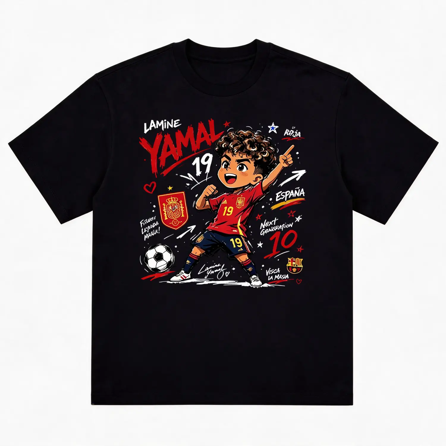 Unisex Vintage Graphic T-Shirt |     Trendy Streetwear Tee with Lamine Yamal Football Player Print |     Soft Cotton Casual Short Sleeve Top |     Men's Summer Graphic Shirt