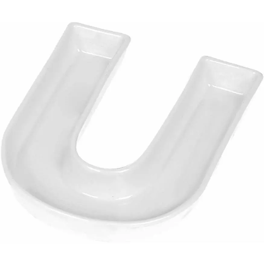 Small Porcelain Letter Dish & Plates for Candy/Nuts, Ideal for Wedding Party Gift (Letter U)