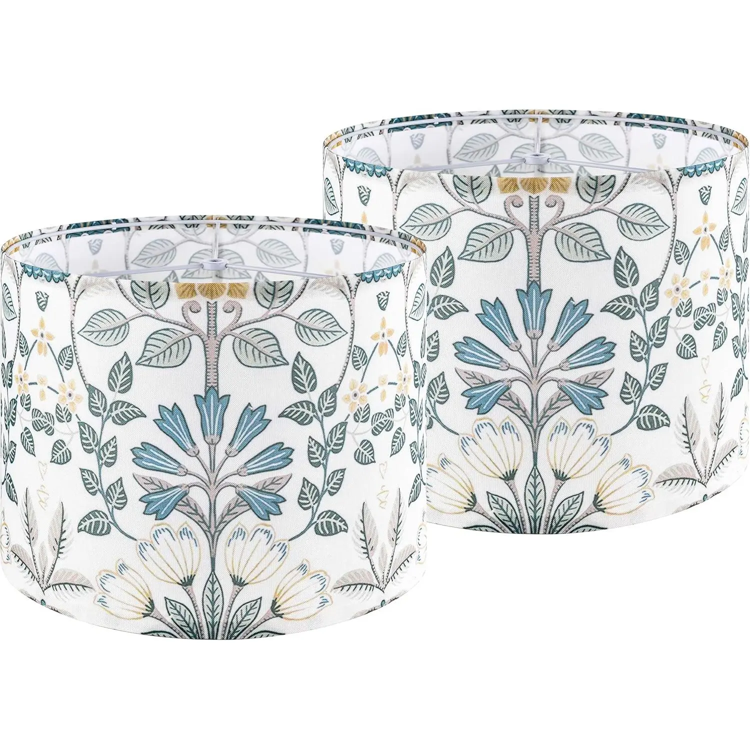 Lamp Shades Set for Table Lamps, Drum Lamp Shades for Floor Lamps,Bedroom,Polyester Fiber Printing Plants Lampshades,Easy Assembly Required,