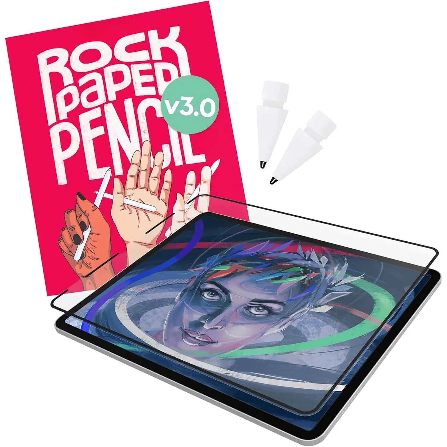 Rock Paper Pencil v3.0 – Paper Screen Protector for iPad 10.2 (7th, 8th, 9th Gen) + point  Pencil Tips 2 Pack – Compatible with  Pencil 1st/2nd Gens and Pencil Pro