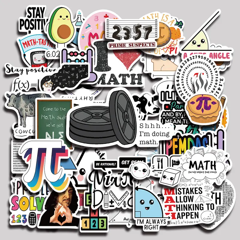 50PCS Math Aesthetic Vinyl Stickers Pack for Laptop Water Bottle Phone Case Skateboard Journal Scrapbook DIY Decoration
