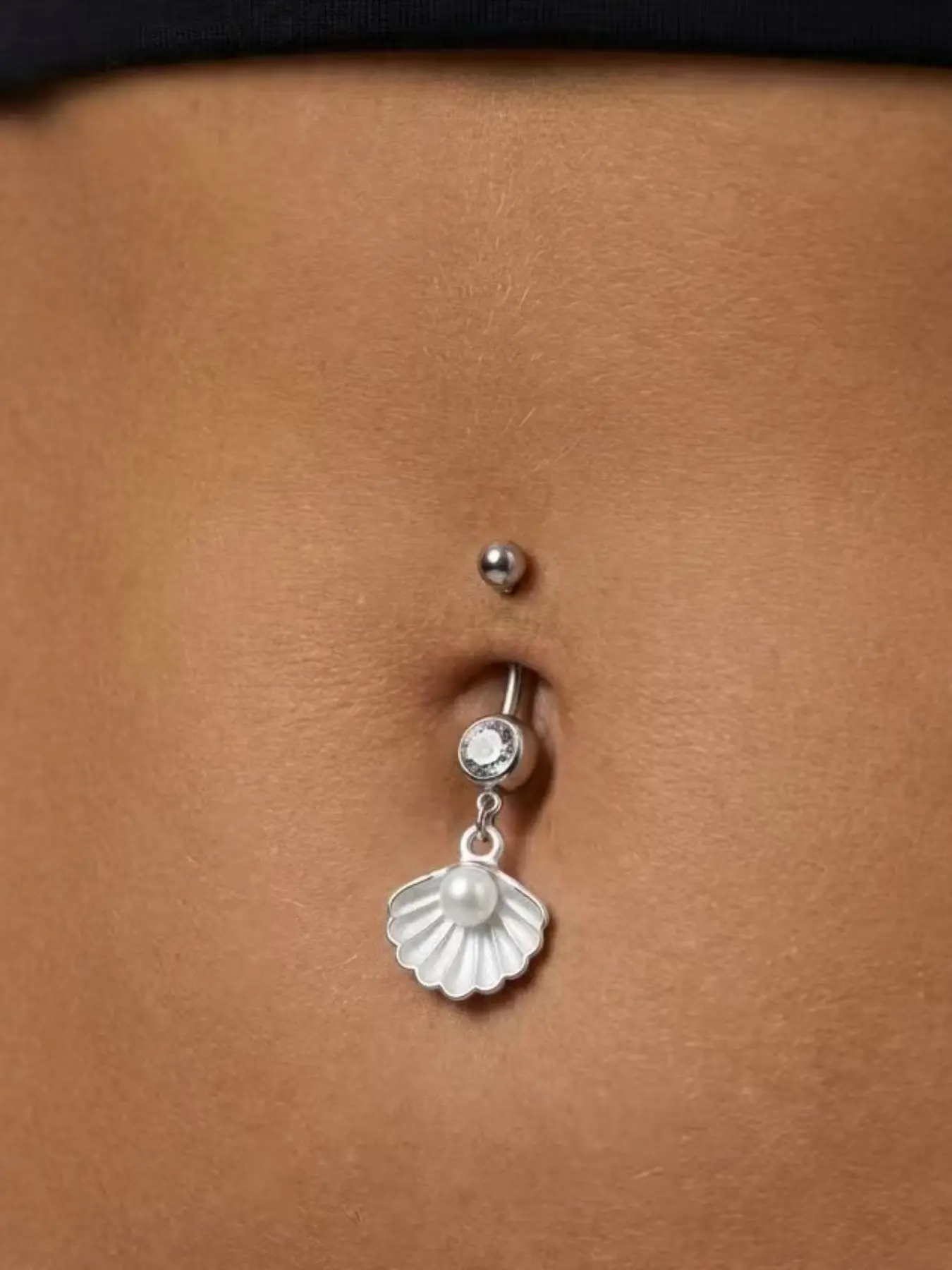 Stainless Steel Belly Button Ring, Butterfly Pearl Shell Colorful Pendant, Piercing Jewelry, Fashionable Body Art Accessory