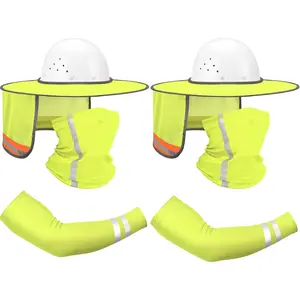 8Pcs Sun Shade Kit with Mesh Visor, Neck Gaiter Scarf & UV Arm Sleeves, for Outdoor Work Gardening Cycling Running