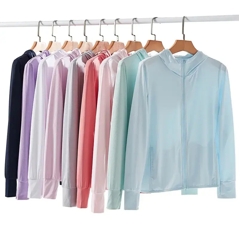 Women’s Sun Protection Jacket - Summer Lightweight Ice Silk UV Protection Swimsuit Outerwear with Front Zipper, Fishing Jacket, Couples’ Sun Protection Apparel, Women’s Jacket