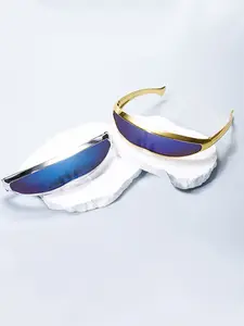 【2 Pairs 】Future Punk Style Metal Sunglasses, cool party look, perfect for music festivals, travel, photo shoots and check-ins makes you look even more stylish(Size runs small, please check size chart before ordering)
