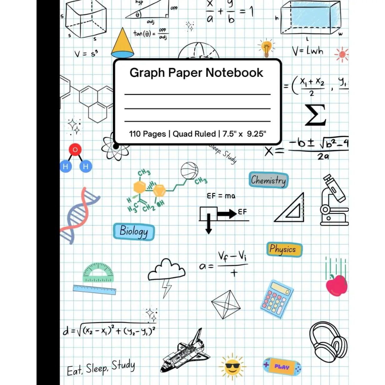 Graph Paper Notebook: Grid Paper Notebook, Quad Ruled | For School | Math and Science Composition Notebook for Students | 110 pages - Paperback