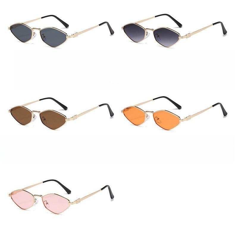 Retro Small Sunglasses for Women Men - New Trendy 90s Metal Frame Sun Glasses Gold Frame Narrow Shades