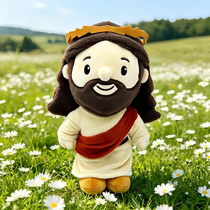 28cm Cute Look Jesus Stuffed Animal Plush Figure, Soft Plush Doll with Long Hair and Beard, Religious Toy for Children's Bible Story Learning Gift