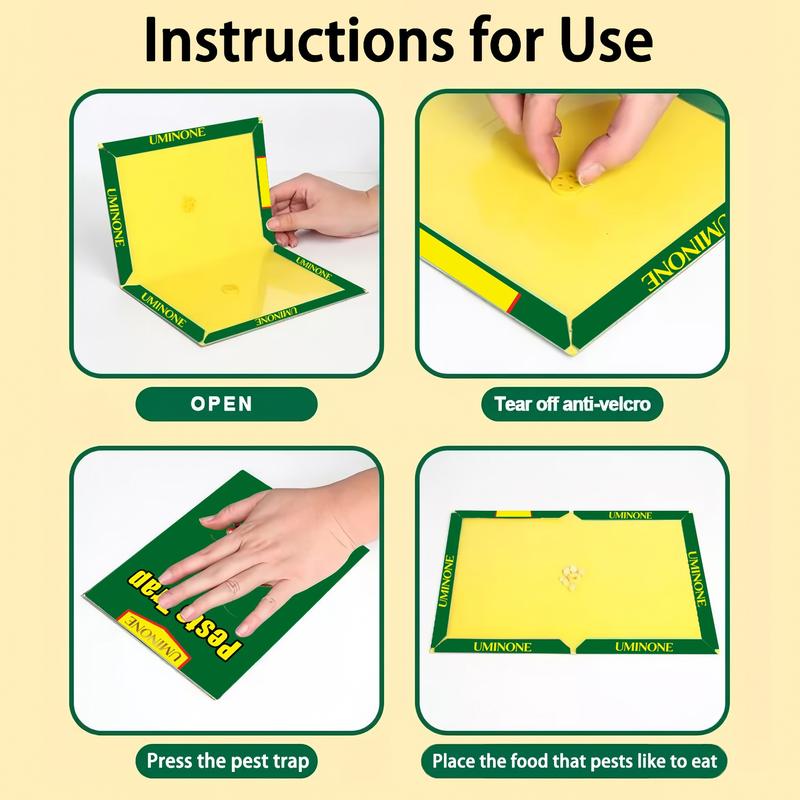Large Pest Control Traps, Strong Adhesive Mouse Boards, Indoor Outdoor Kitchen Garden Use, Safe Non-Toxic, No Power Needed, No Bait Included