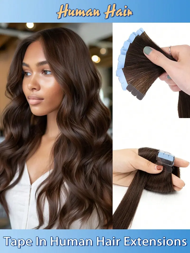 10 Piece Hair Extensions, Real Human Hair, Invisible Straight, Easy to Wear and Remove, Natural Look, Suitable for Women