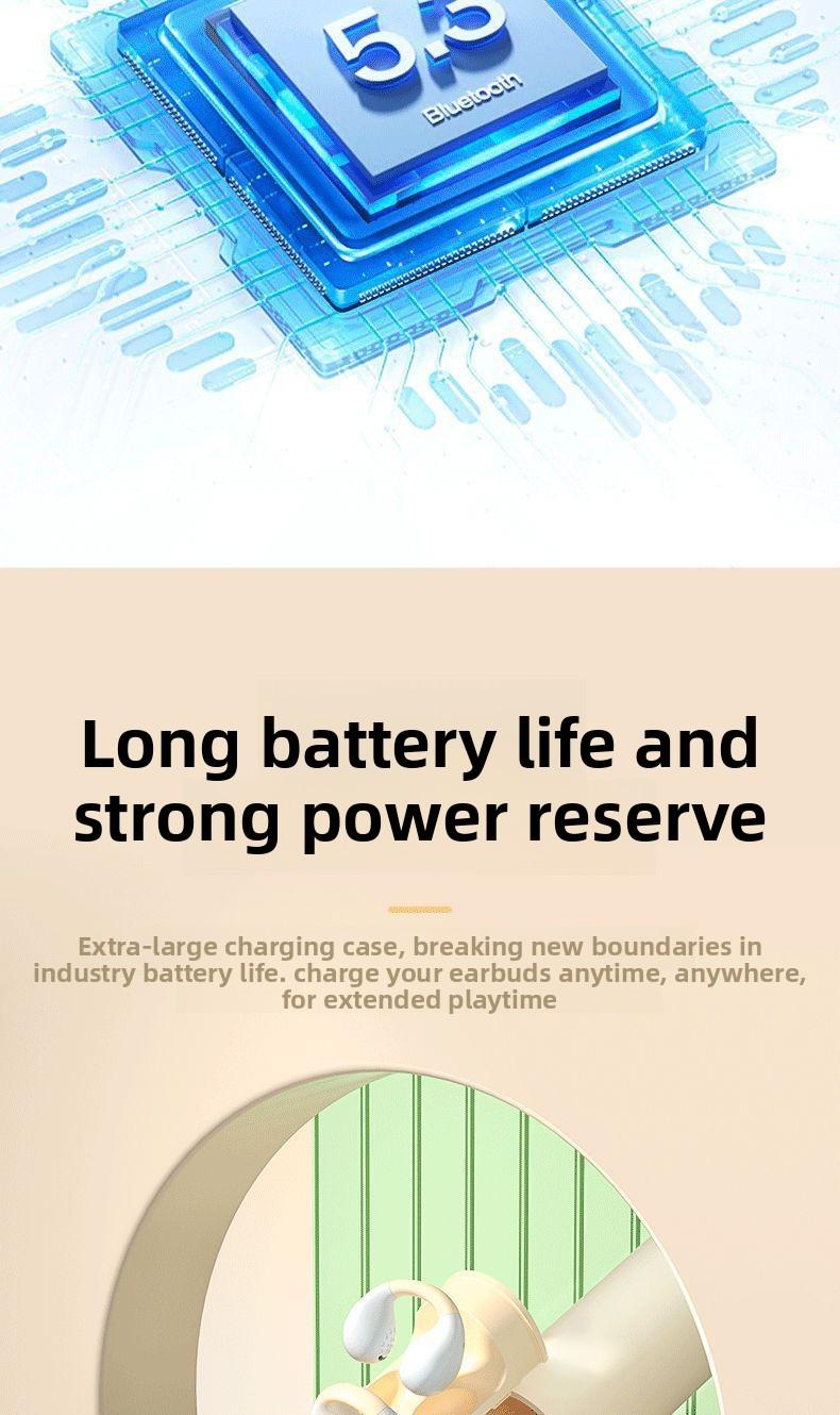 Bone conduction Bluetooth earphones with ultra-long battery life, M9 non-in-ear true wireless noise reduction, comfortable to wear for long periods, high sound quality, and waterproof