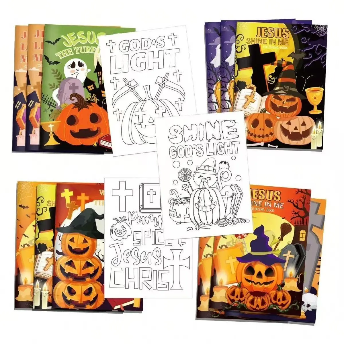 Halloween Pumpkin Coloring Book Set, 6 Books 72 Sheets, Kids Art Activity Book, Festive Party Cartoon Color Book, School Gift, Holiday Gift, Coloring Pages