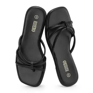 Rihero Flip Flops for Women Dressy Square Toe Flat Sandals Comfortable Slip On Summer Beach Thong Sandals