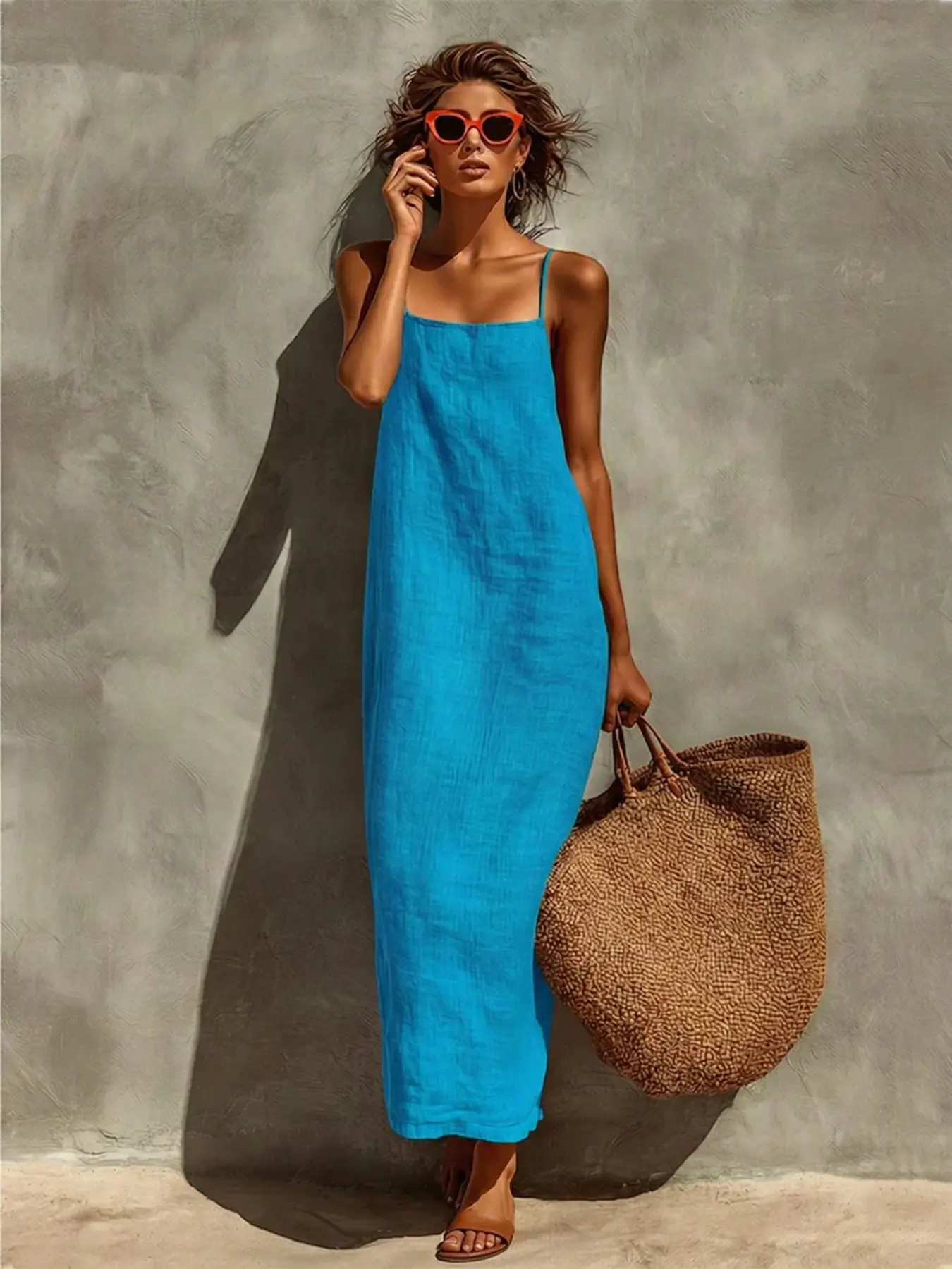 2026 European and American Cross-Border Tk Bestselling Halter Dress, Vintage Style Loose Fit Vacation Dress, Bohemian Women's Dress