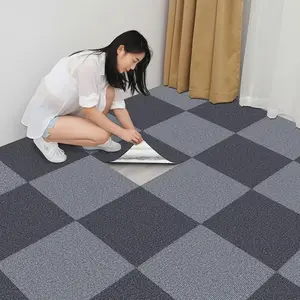 20pcs Square Carpet Tiles, Detachable Adhesive Floor Mats, Soft Non-Slip Cuttable Reusable DIY Rugs, Living Room Bedroom Decor, Modern Geometric Rug