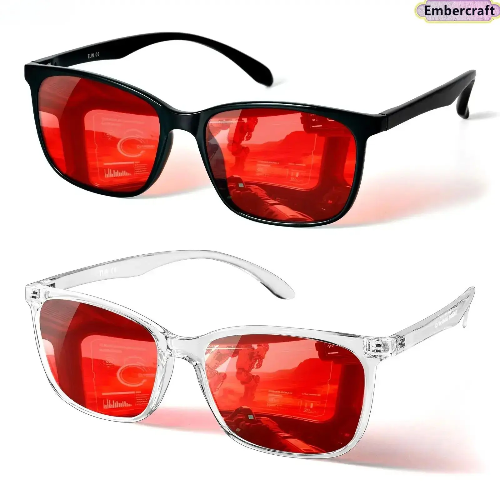 Unisex Trending Red Lens Blue Light Blocking Glasses - 99.9% Blue Green Light Filter, Lightweight TR90 Square Frame, Screen Time Eye Fatigue Relief, Sleep Support, Office & Gaming Daily Protection, Square Shape, Tr90 Frame, Unisex Wear, Trendy Square Fram