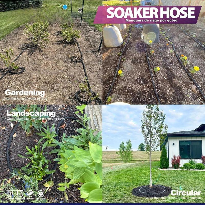 5/8" 15FT Heavy Duty Soaker Hose with Brass Connectors  Ultra-Flexible Drip Irrigation for Gardens, Lawns & Raised Beds