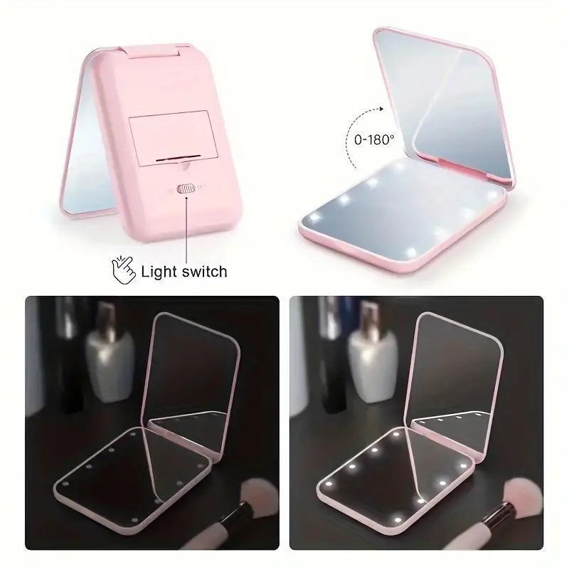 Handbag Makeup Mirror, Travel Hand Mirrors: 1x/3x Magnification, LED Lighted, Pocket-Sized for Women & Girls, Travel-Friendly (Great for Christmas & Thanksgiving Gifts)