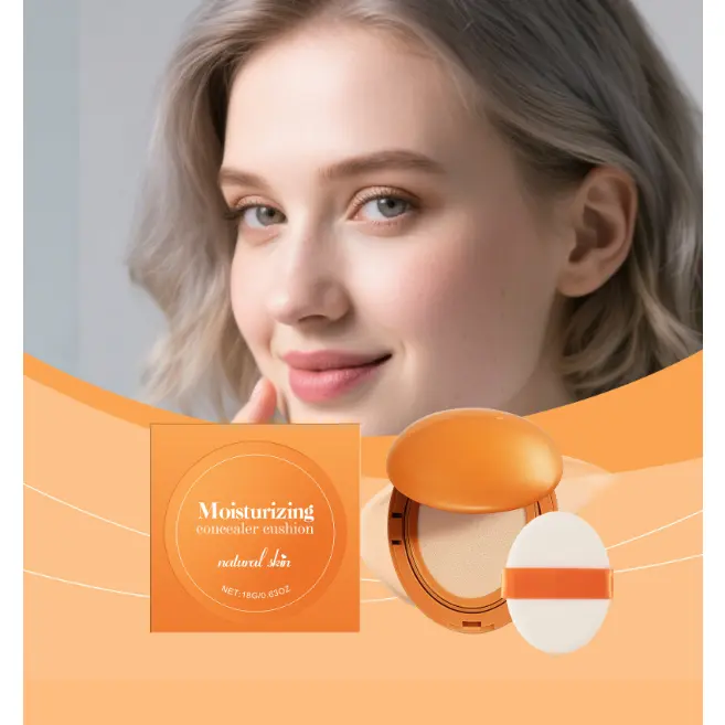 Moisturizing Concealer Cushion - Velvet Texture, Lightweight Transparent Coverage, Natural Comfortable Base Makeup for Flawless Complexion