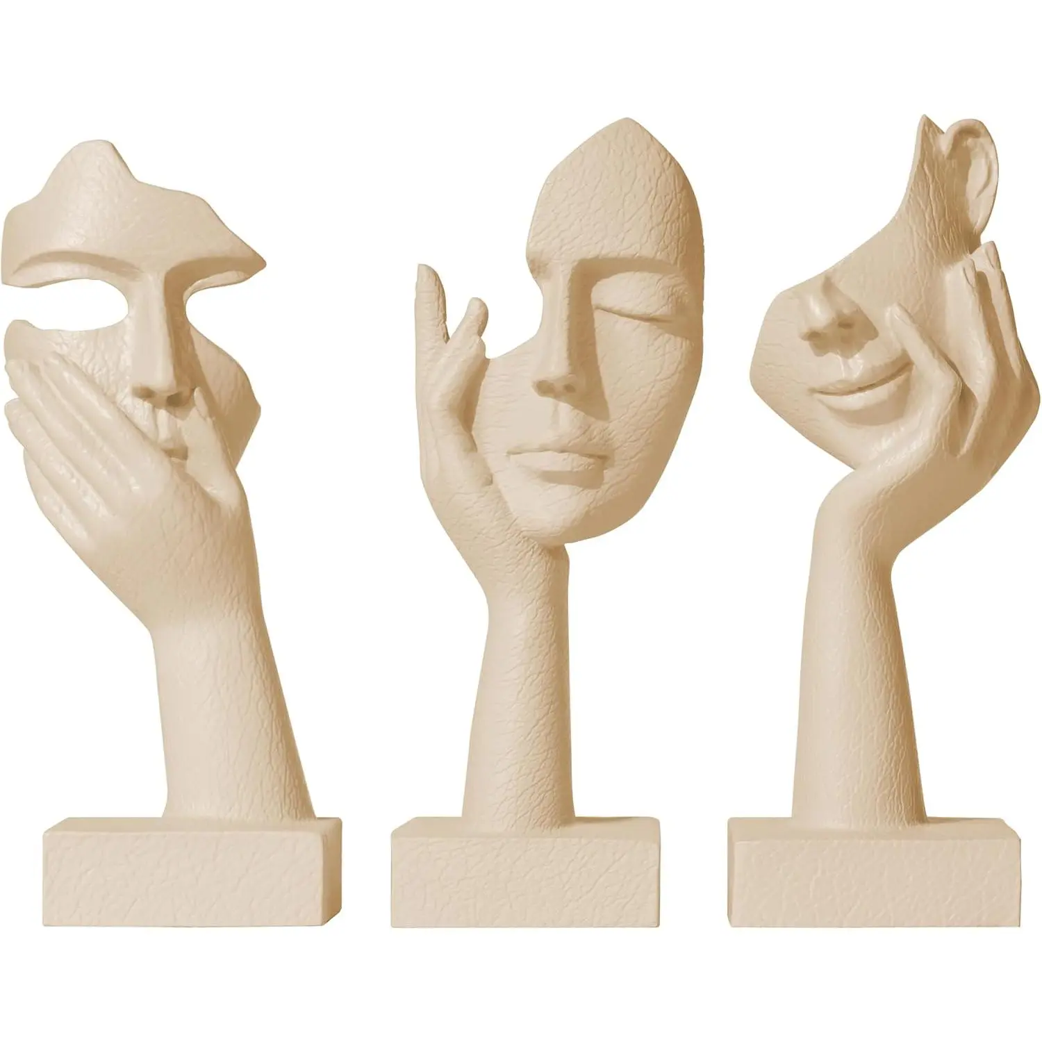 Aris & Juno 3 Pcs Thinker Statue Set - Abstract Sculpture Home Decor for Living Room, Office Desktop, and Room Decor - Adorable Resin Figurines for Shelves, Coffee Tables and TV Stand, Gift for Women desk ornament craft staff