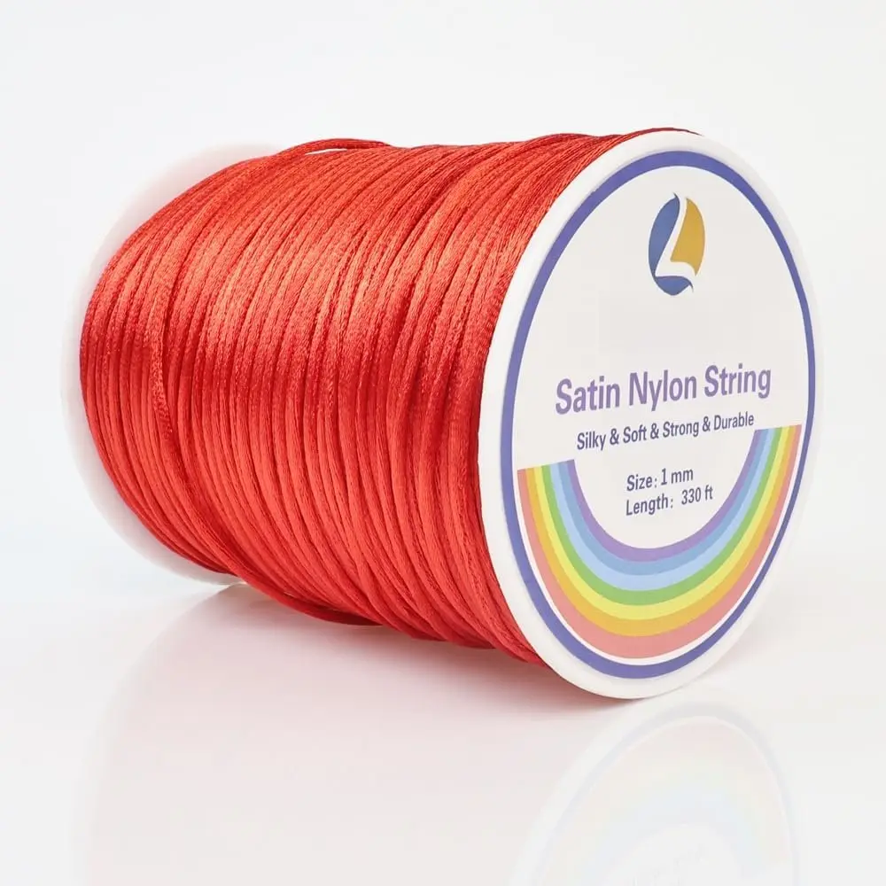 330  Satin Nylon String, 1 mm Silky Smooth Durable Nylon Cord for  Making, Bracelets, Beading, Necklaces, Macrame, Kumihimo, Rattail, and Chinese Knot Craft