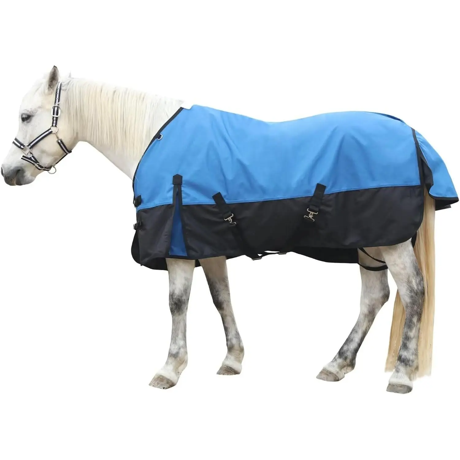 1200D Waterproof Breathable Windproof Medium Weight No Fill Horse Turnout Rain Sheet Blanket Blueblack 84 Inches for Barn Stable Stall Pasture Paddock