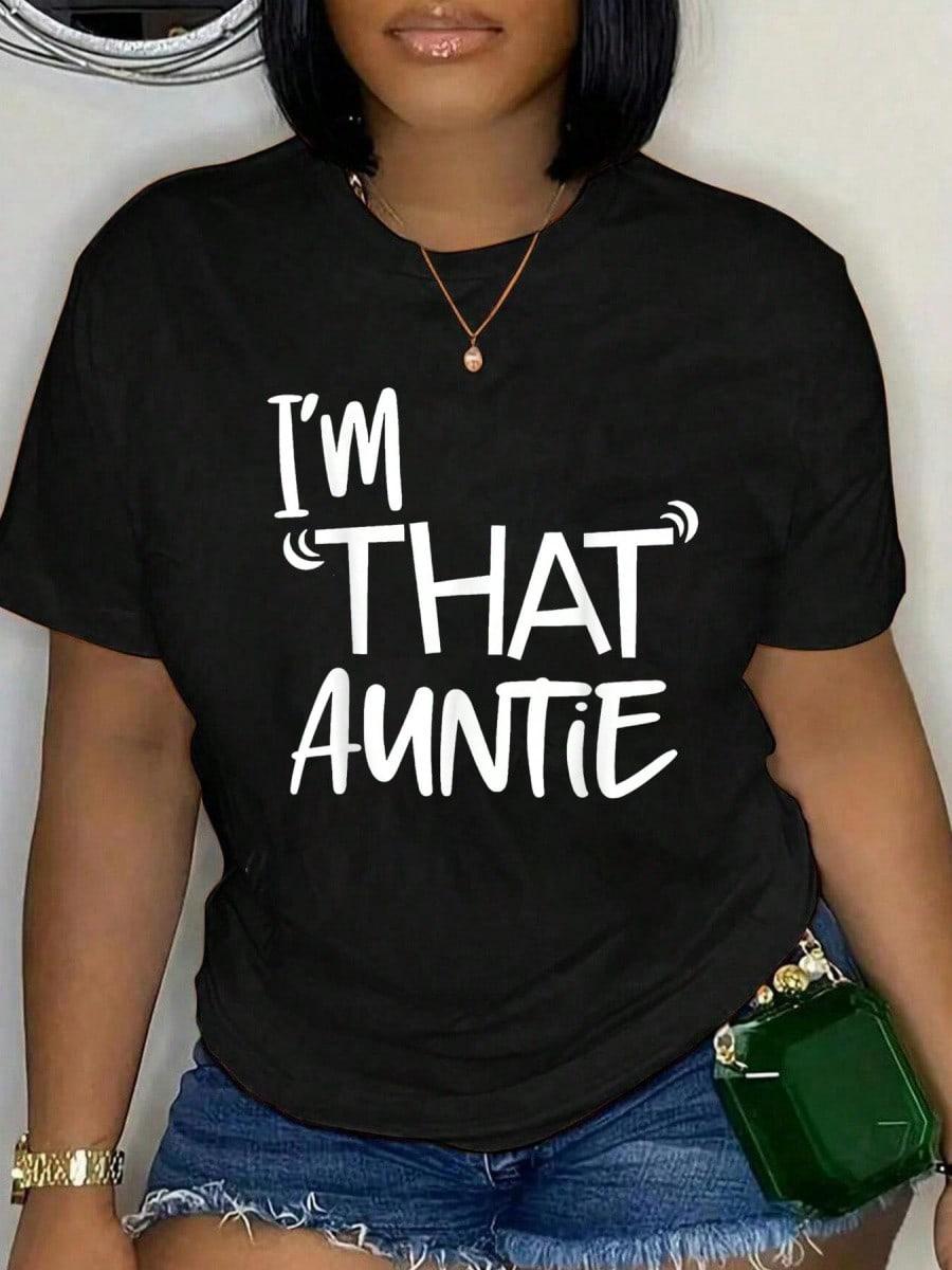 100% Cotton I'm That Auntie Funny Best Aunt Tee T-Shirt Women's Summer Plus Size Classic Soft Crew Neck Tee Tops