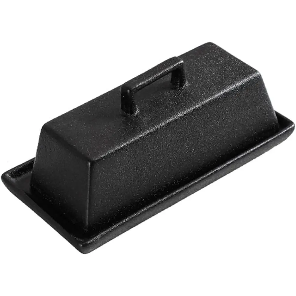 Porcelain Butter Dish with Lid, Matte Black-7.5 inch