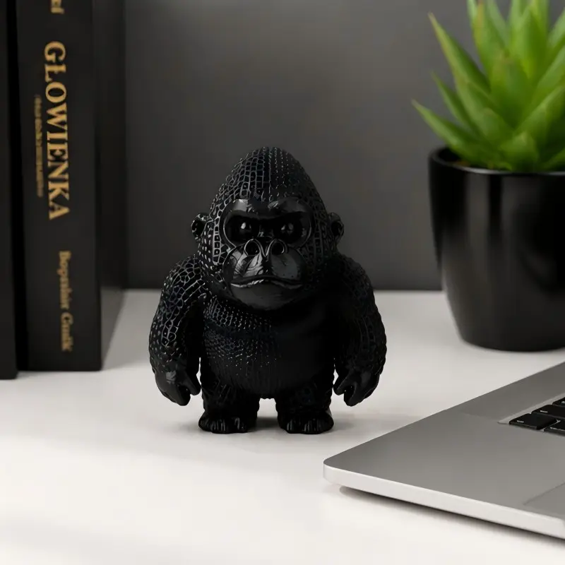 Knitted Gorilla Desk Sculpture, Gorilla Ornament, Desktop Statue, Office Desktop Decor, Room Decoration, Cute and Stress-Relieving, Ideal Gift for Friends