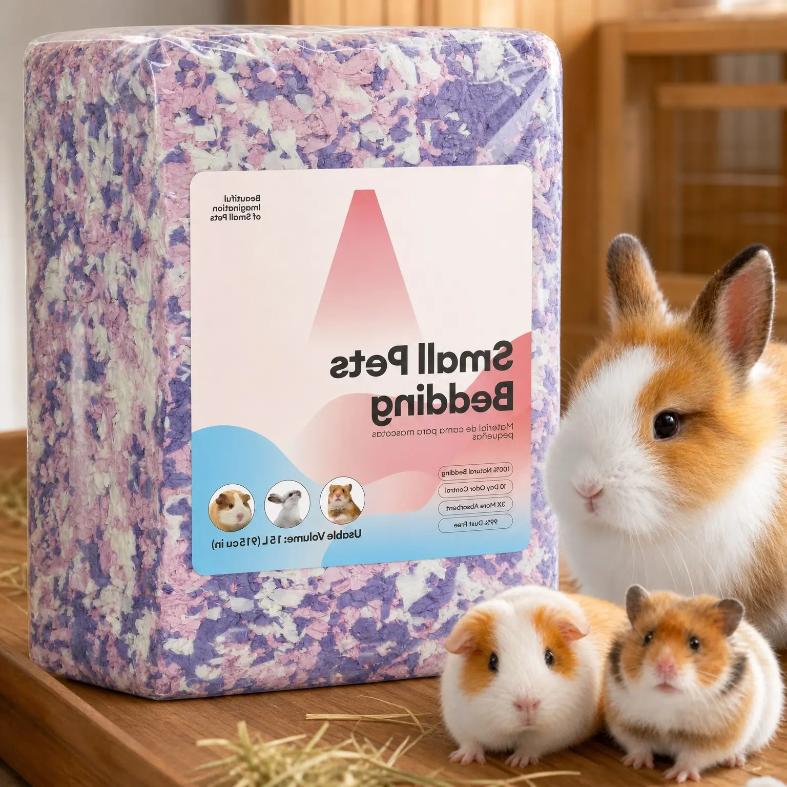 Hamster Bedding 15L, 99% Dust-Free Paper Bedding, Lavender | FSC-Certified Paper Bedding, Compactly Packed, Expands 3X, Vibrant Color & Odor Control for Guinea Pigs and RabbitsGift