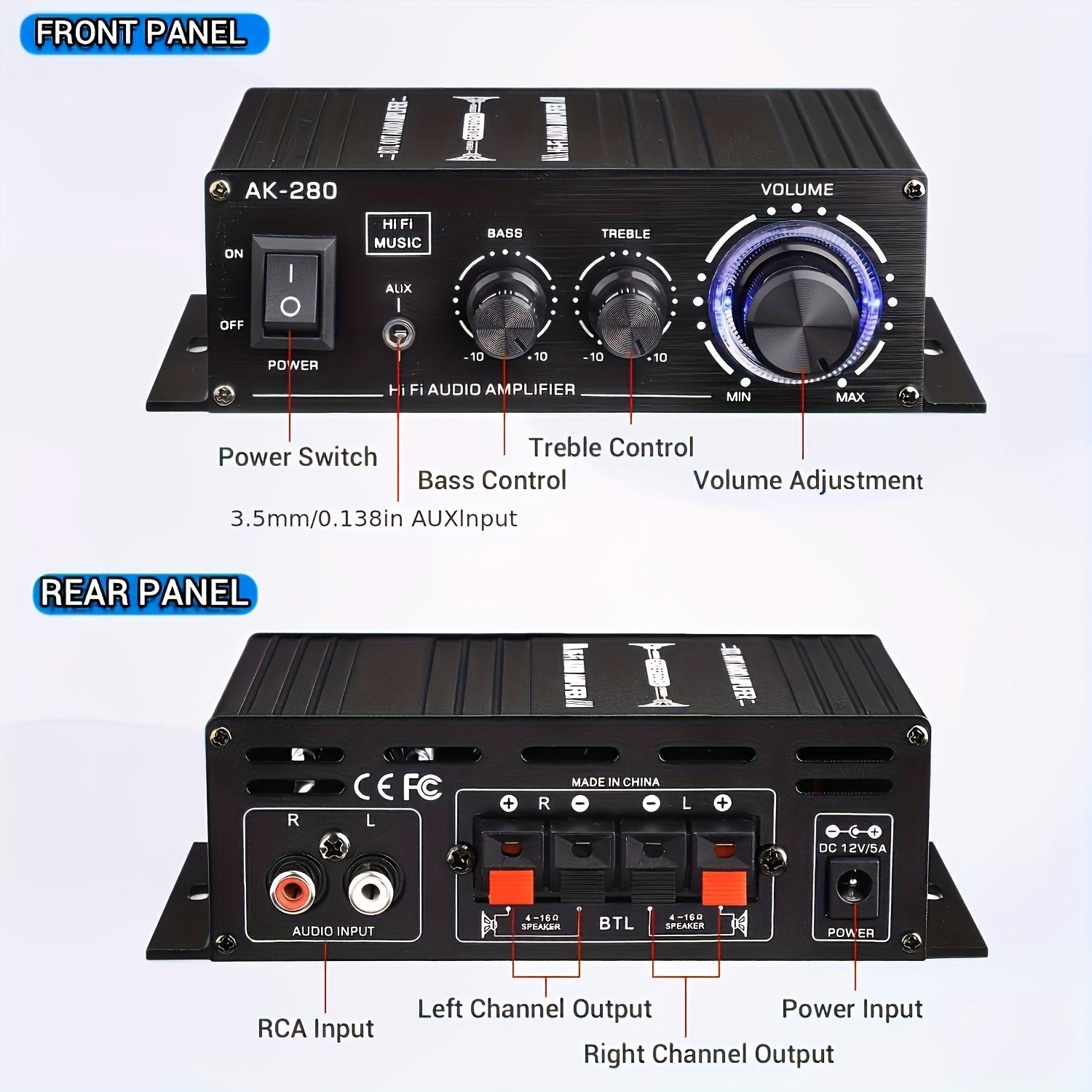 2.0-Channel Audio Amplifier Module, 200W Peak Power Stereo Amp, Low Distortion Home Theater Audio Board, Heavy-Duty Aluminum Car Stereo Receiver, 12V DC Compact Amp for Bookshelf Speakers