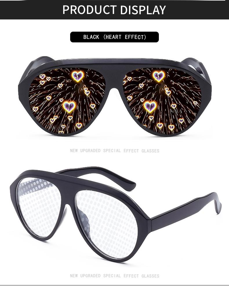 2026 Diffraction Glasses Fireworks Effect Sunglasses for Women Men, Light Show Special Effect Shades, Trendy Party Eyewear for Bar Rave Festival Nightclub Events