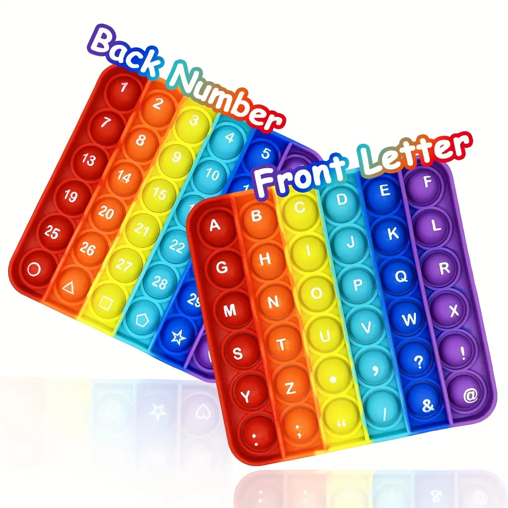 Unisex 2-in-1 Letter-Nums Silicone Push Bubble Fidget Toy (SL) - BPA-Free, Latex-Free, Multicolor Educational Toy for 12+ Years, Front Nums, Back Letters, Stress Relief, Children Development, Fantasy & Sci-Fi, Memory Training, Observation, Video Games, St