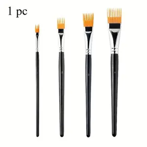 Vibrant Yellow Nylon Bristle Watercolor & Acrylic Brushes with Brass Ferrule - Ergonomic Black Gourd-Shaped Handle, Available in Multiple Sizes for Artists' Variety of Painting Techniques, Painting Accessories