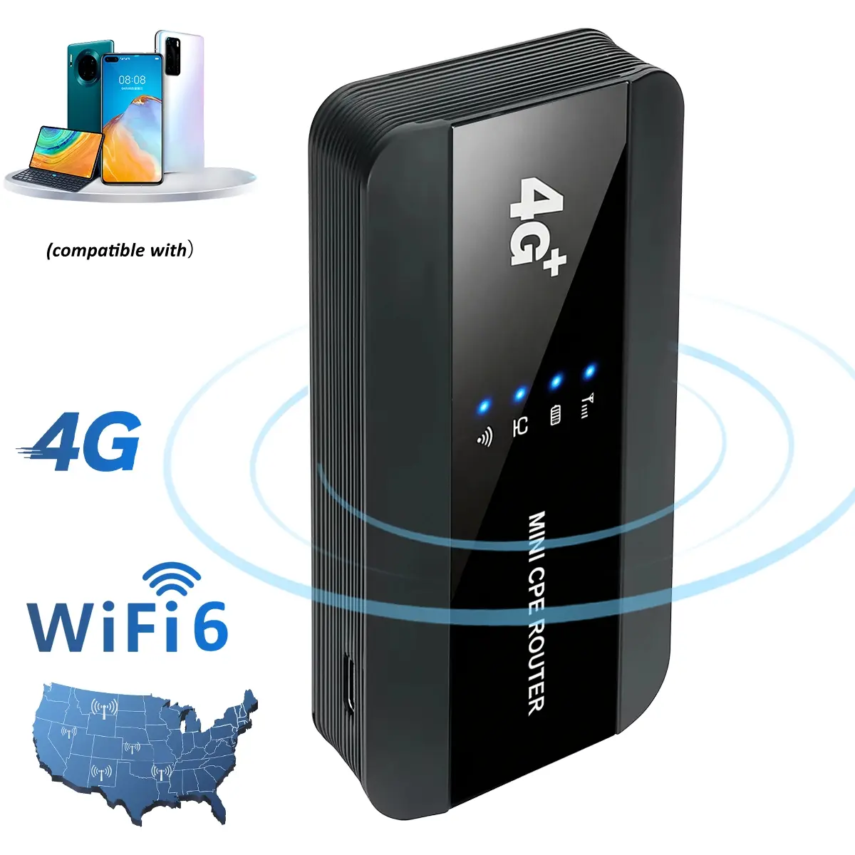 Pocket WiFi Hotspot 150Mbps for USA, Portable Wifi Hotspot For Travel, 4G LTE SIM Card Mobile Hotspot Router, Up to 10 Devices, Long Battery Life Plug & Play Multi-Device for Travel Camping
