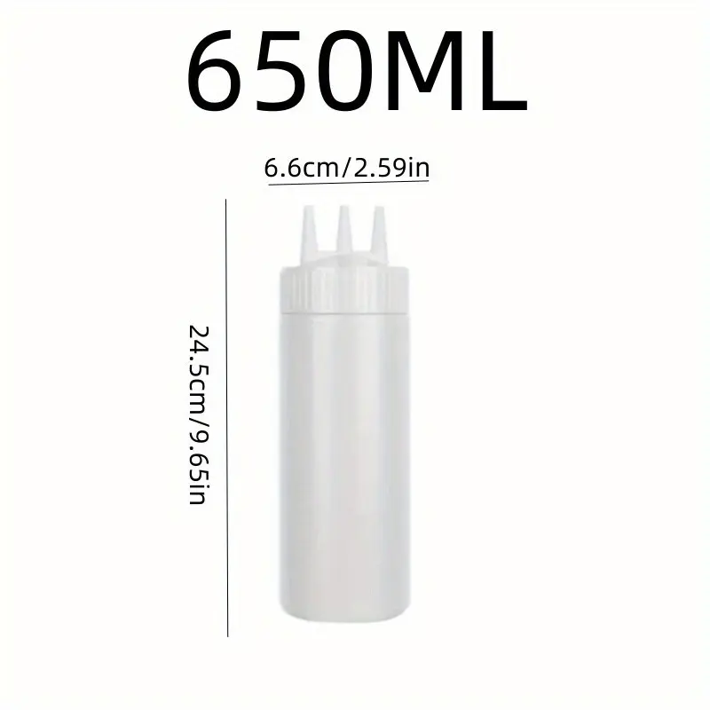 1 Pc 650ML/800ML PE Squeeze Bottle Three Holes Condiment Dispenser Sauce Vinegar Ketchup Cruet Sauces Container Tomato Sauce Mustard Bottle