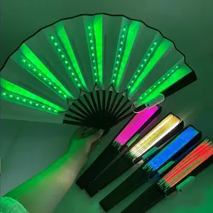 Holiday Carnival party lighting supplies  LED neon light rave fan  folding luminous fan wedding hand fan glowing in the party