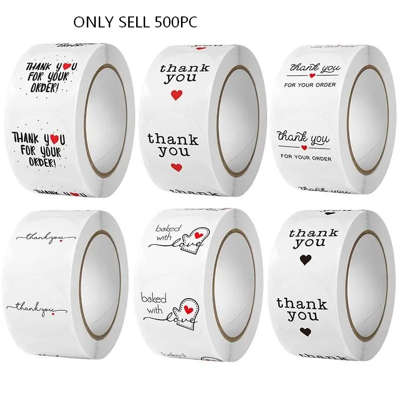 500pcs DIY Thank You Decorative Stickers for Small Business, 1 Roll Pack, Sticker Rolls, Perfect for Online Stores, Gift Box Decoration, Convey Gratitude