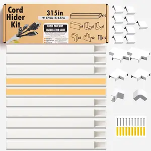 157" Cord Hider Kit | 10 count 15.7in Paintable  Raceway with Connectors | T & L Corners | Inside & Outside Elbows | Screws and Anchors | Wall  Concealer for TV