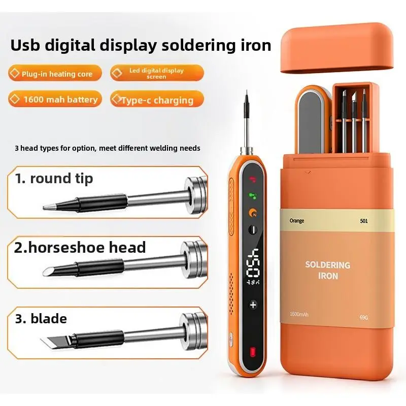 2026 New USB-C Cordless Soldering Iron Kit - Built-in Lithium-Battery Portable Wireless Soldering Pen with Digital Display, Rechargeable Welding Tool for Home DIY Projects, Electronic Circuit Repair