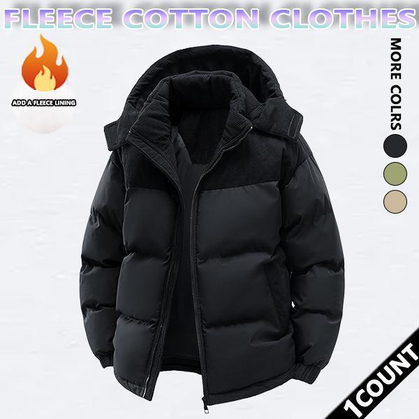 Winter hooded casual fleece-lined men's coat,removable hood,warm color-blocked cotton jacketcouples' style winter cotton coat, outerwear top. SpringStatements