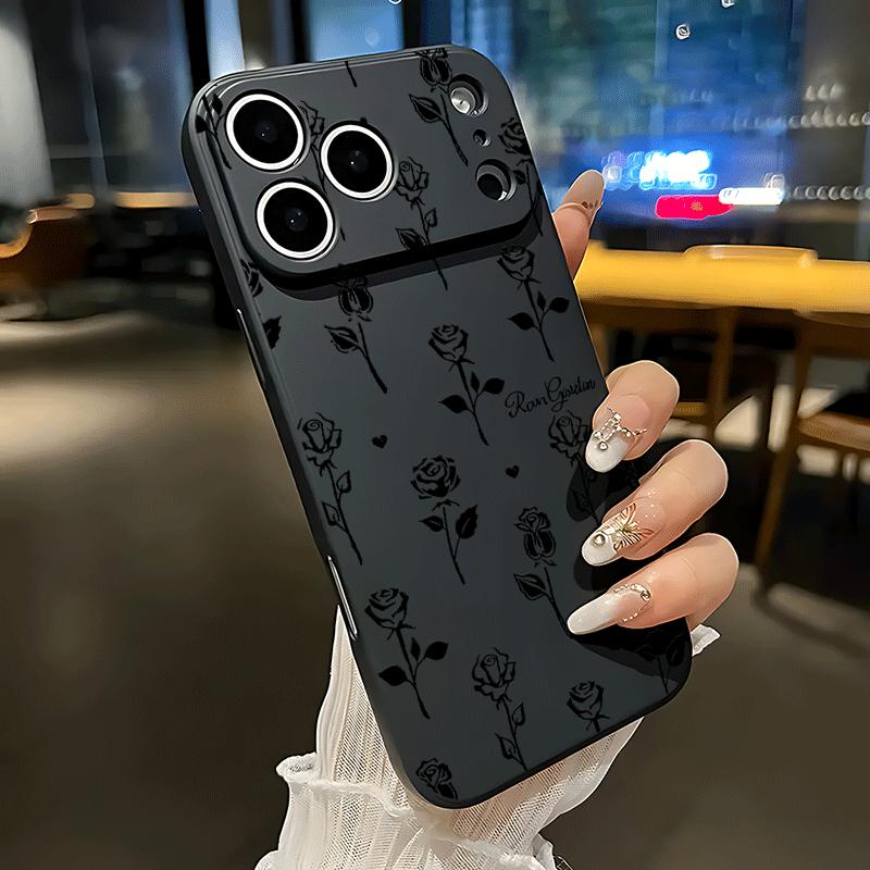 Lucky Elegant Black Rose Soft&Flexible TPU Silicone Phone Case For iPhone 17 Pro Max AIR 16 15 14 13mini 12 11 Plus XR XSMAX Cases For Samsung Galaxy S26 Ultra S25 Edge S24 S23 S22 Plus  Durable|Shockproof|Full Camera Protection