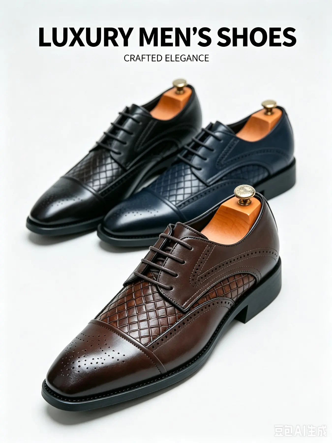 Men's Patchwork Brogue Shoes, Casual PU Leather Low Top Oxfords, All-Season Business Formal Party Wedding Office Shoes, Three Colors Available
